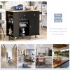 Kitchen Island with Power Outlet,Kitchen Storage Island with Drop Leaf and Rubber Wood,Open Storage and Wine Rack,5 Wheels