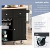 Kitchen Island with Power Outlet,Kitchen Storage Island with Drop Leaf and Rubber Wood,Open Storage and Wine Rack,5 Wheels