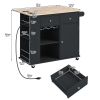 Kitchen Island with Power Outlet,Kitchen Storage Island with Drop Leaf and Rubber Wood,Open Storage and Wine Rack,5 Wheels