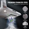VEVOR Wall Mount Range Hood, Ductless Chimney-Style Kitchen Stove Vent, Stainless Steel Permanent Filter with 3-Speed Exhaust Fan, 2 Baffle Filters