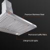 VEVOR Wall Mount Range Hood, Ductless Chimney-Style Kitchen Stove Vent, Stainless Steel Permanent Filter with 3-Speed Exhaust Fan, 2 Baffle Filters