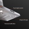 VEVOR Wall Mount Range Hood, Ductless Chimney-Style Kitchen Stove Vent, Stainless Steel Permanent Filter with 3-Speed Exhaust Fan, 2 Baffle Filters