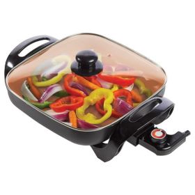 Brentwood 16 Inch Nonstick Electric Skillet in Copper with Glass Lid (size: 12')