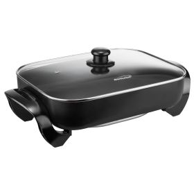 Brentwood 16 Inch Nonstick Electric Skillet with Glass Lid in Black (size: 16 Inch)